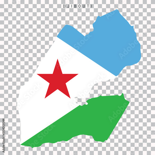 Djibouti flag map silhouette isolated on transparent background