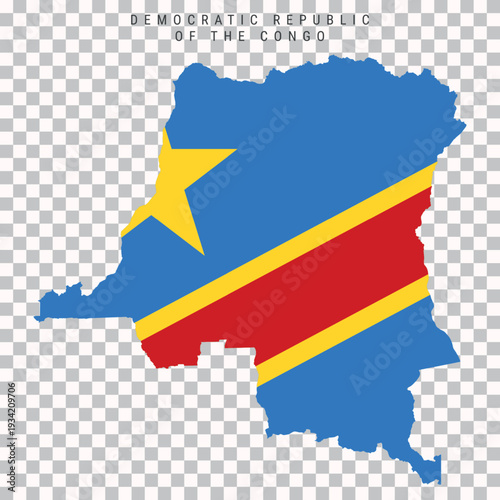 Democratic Republic of the Congo flag map silhouette isolated on transparent background