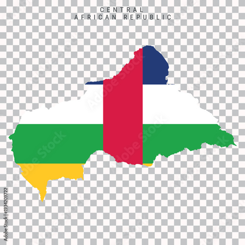 Central African Republic flag map silhouette isolated on transparent background