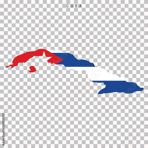 Cuba flag map silhouette isolated on transparent background