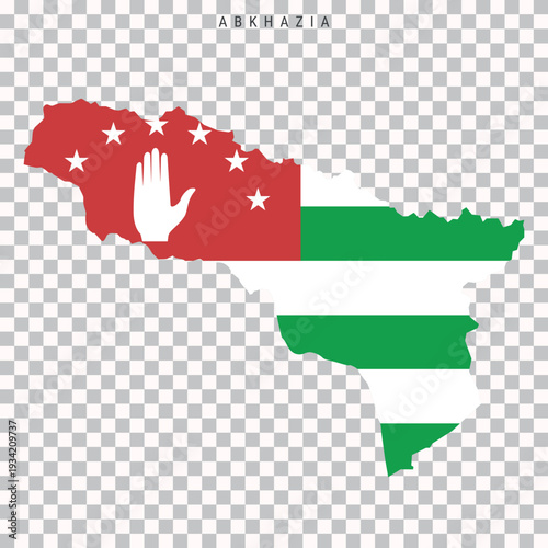 Abkhazia map silhouette with flag colors isolated on transparent background