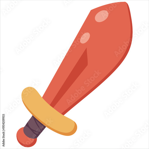 Isolated vector design of cartoon sword and sheath for medieval concept on white background