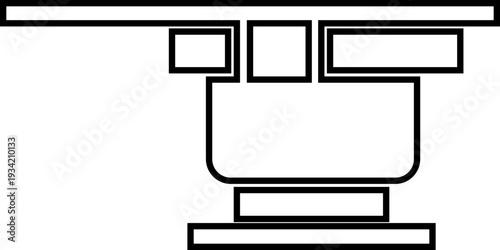 X ray machine medical equipment icon in black line style featuring radiology, scanner, imaging, diagnostic, hospital technology and healthcare synonym elements for clinic design