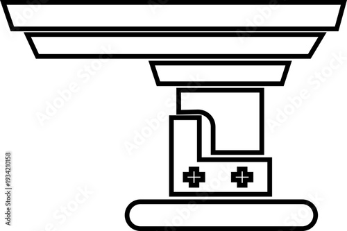 X ray machine medical equipment icon in black line style featuring radiology, scanner, imaging, diagnostic, hospital technology and healthcare synonym elements for clinic design