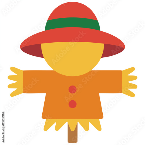 Isolated vector design of fall scarecrow for harvest and autumn concept on white background