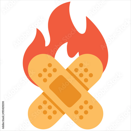 Vector illustration of plaster design for streetwear fashion in orange and white colors on white background