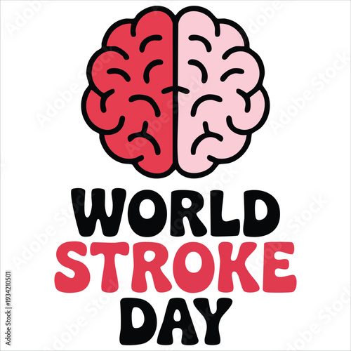 Vector illustration of brain icon for World Stroke Day campaign on white background