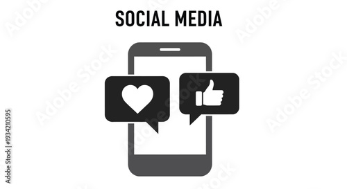 This vector graphic illustration depicts a smartphone displaying popular social media notification icons, symbolizing digital communication, online engagement, and interactive networking applications.