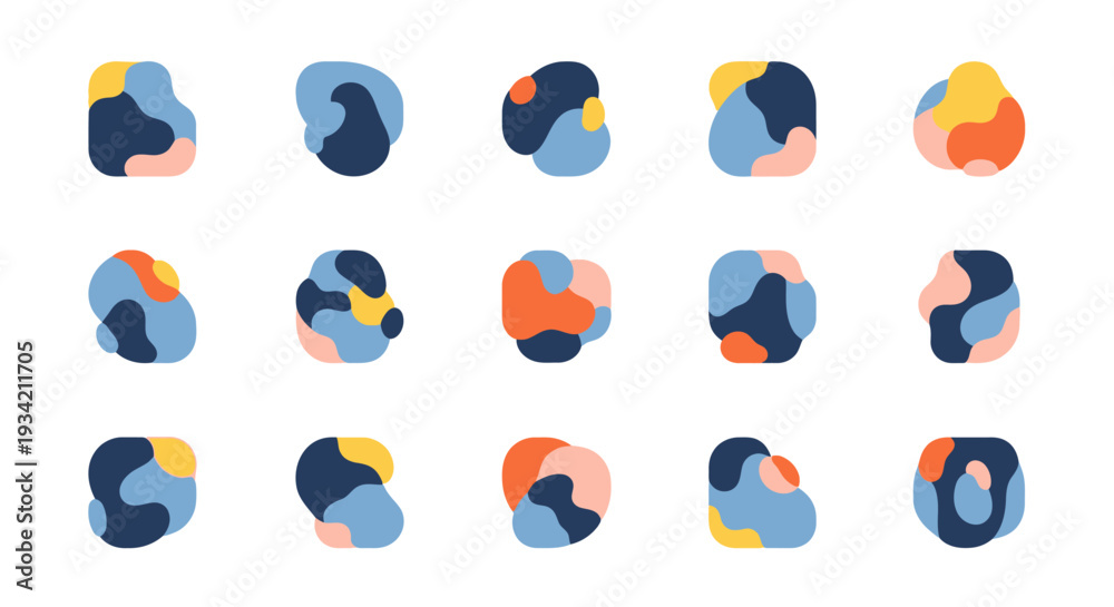 Fototapeta premium Abstract organic shapes set. Modern graphic elements collection.