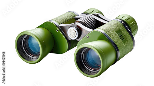 Optical Vantage: A pair of binoculars, with lenses focused on the horizon, ready to bring distant landscapes and objects into sharp detail.