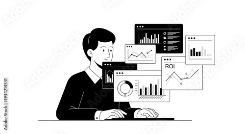 Man Analyzing Data on Computer Screens 4.