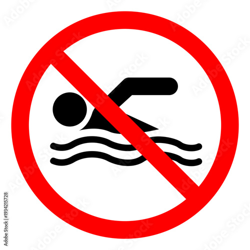 No Swimming Symbol Sign, Vector Illustration, Isolate On White Background Label. EPS10