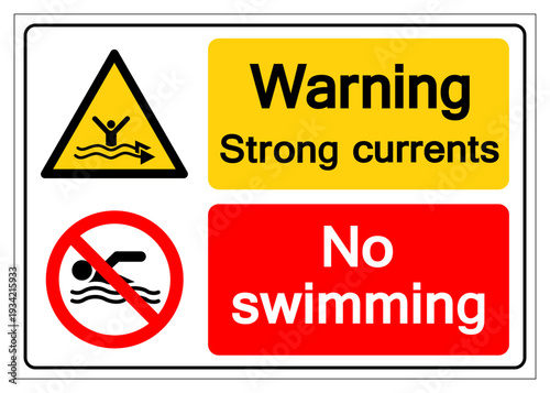 Warning Strong Current No Swimming Symbol Sign, Vector Illustration, Isolate On White Background Label. EPS10