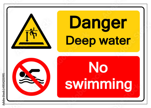 Danger Deep Water No Swimming Symbol Sign, Vector Illustration, Isolate On White Background Label.EPS10