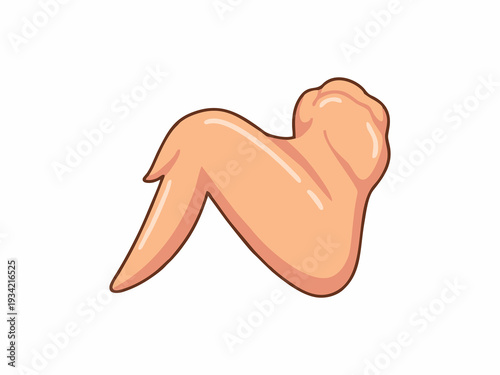 Raw Chicken Wing Part Isolated Vector Illustration