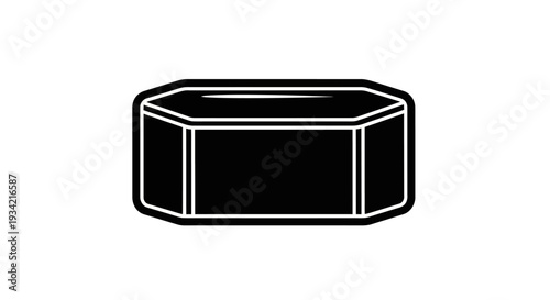 Black and White Octagonal Prism Shape Illustration for Educational Purposes.
