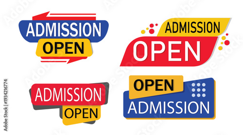 Admission Open Banner Set – Enrollment Announcement Labels for School and College