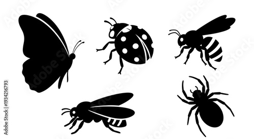 Diverse Insect and Bug Silhouettes Collection - Vector Icons Set