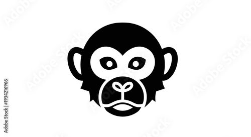 Stylized monkey face icon illustration on white background.