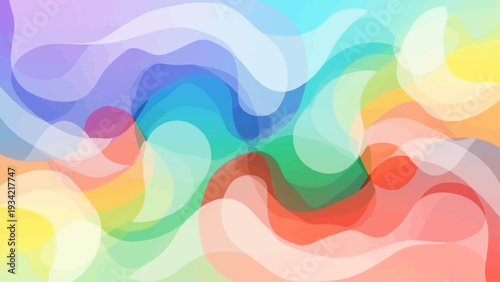 Abstract colorful pattern with wavy vibrant translucent shapes