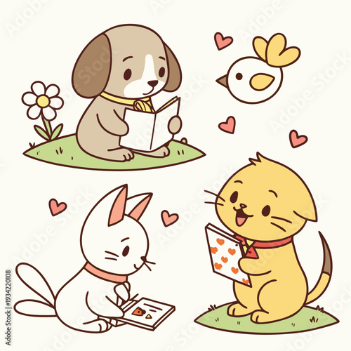 Adorable animals playing together in a heartwarming scene