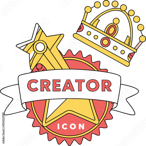 A colorful creator icon with a star and a crown
