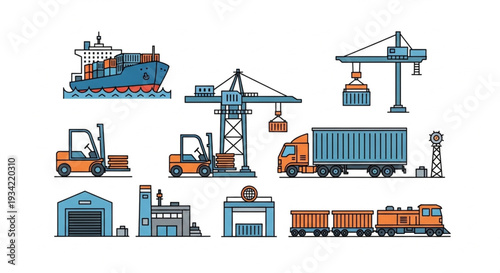 Industrial Logistics and Transportation Elements Collection.