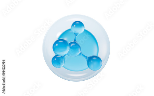 Transparent molecules with water bubble background, 3d rendering.