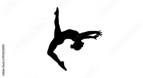 Silhouette of a flexible gymnast performing an acrobatic pose