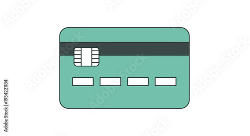 Modern Credit Card with Chip and Magnetic Stripe, Teal Color