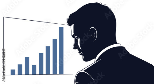 Businessman Analyzing Upward Trend Bar Chart