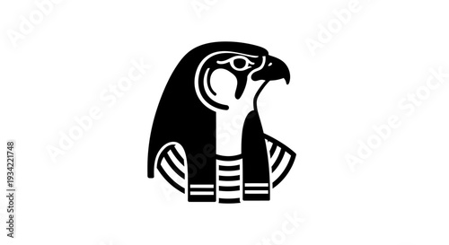 Horus head in black and white vector illustration.