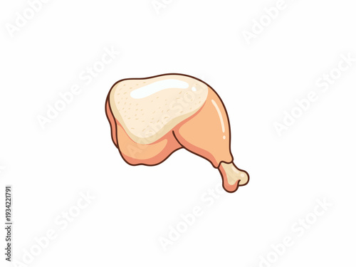 Raw Chicken Leg Quarter with Thigh and Drumstick Illustration