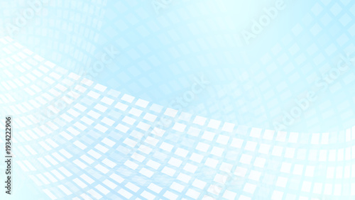 水色グラデーションと半透明矩形ラインが斜めに流れるデジタルテクノロジー背景 右上余白16:9バナー素材