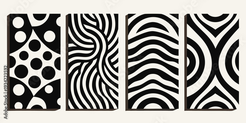 Optical illusions a series of black and white abstract patterns