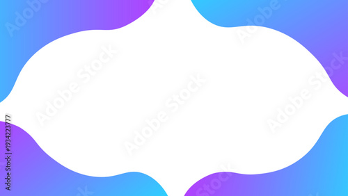 白背景に水色・青・紫のネオングラデ流体シェイプを四隅に配置したデジタル抽象フレーム（16対9・透過・IT向け）