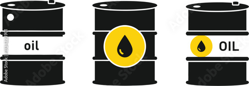 Industrial oil barrels for storing crude oil, gasoline, or other petrochemical products. 