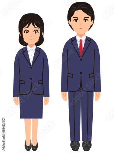 会社員の男性と女性のイラスト(全身)