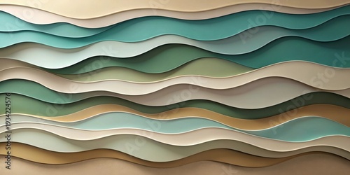 Abstract Layered Wave Pattern Design with Smooth Undulating Curves and Earthy Tones