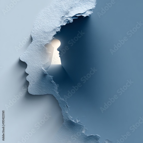 Wallpaper Mural Silhouette of a man head with a keyhole cutout in the center Torontodigital.ca