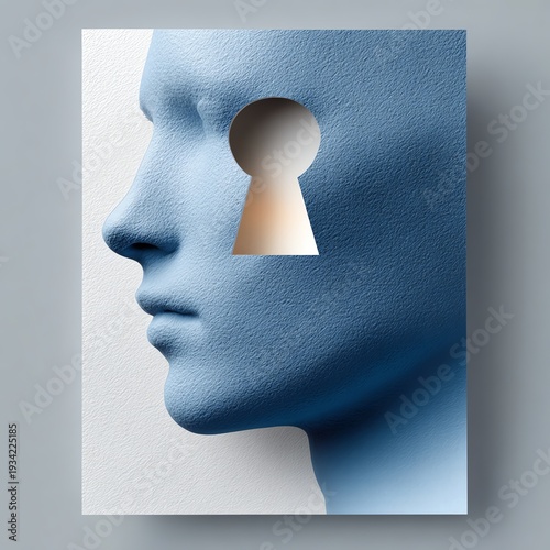 Wallpaper Mural Silhouette of a man head with a keyhole cutout in the center Torontodigital.ca