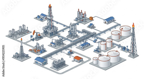 Industrial Oil Gas Extraction Processing Storage Facility.