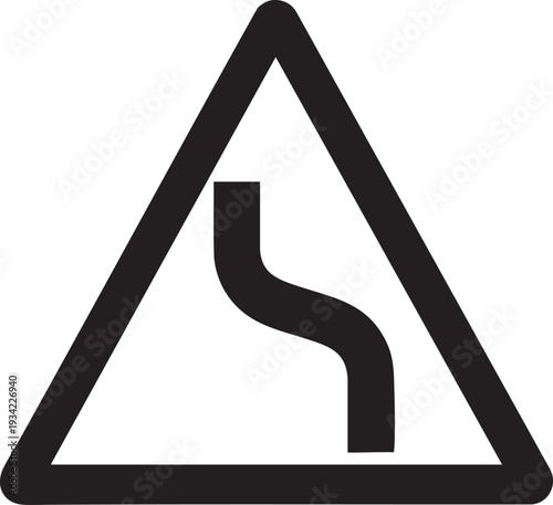 Road sign vector illustration of sharp turn ahead warning