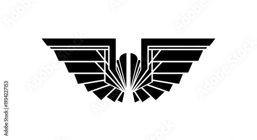 Stylized Wings Icon in Black and White for Graphic Design.