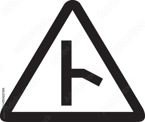 Vector road sign icon with right turn ahead warning