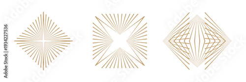 Golden Sparkle or crystal diamond logo on transparent background
