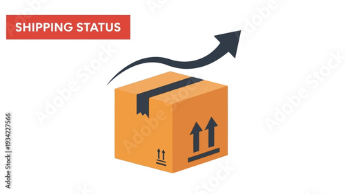 Shipping status flat vector illustration with cardboard box and rising arrow EPS10 Stock.eps