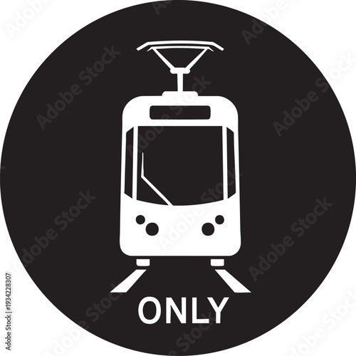 Vector tram icon on black background