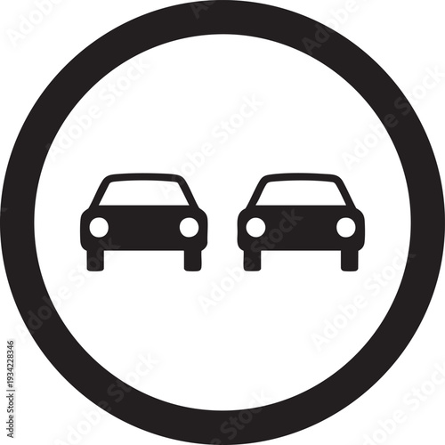 Vector illustration of no overtaking road sign