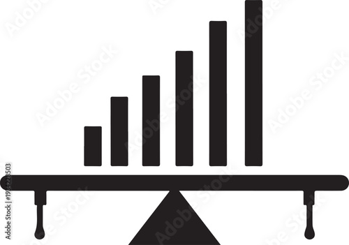 A balance scale with ascending bars representing increasing weight on the right side Vector